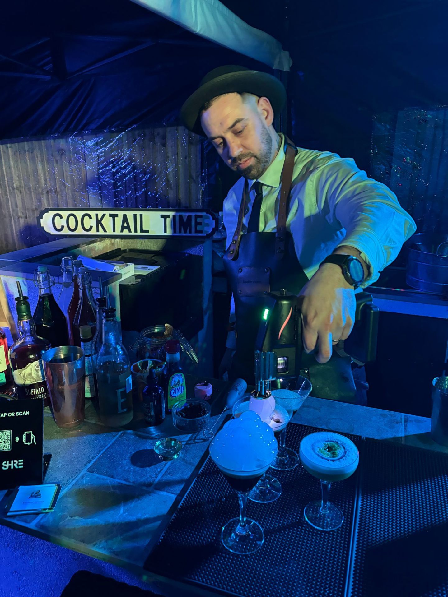 EscoBar Events bartender preparing cocktails at a Cocktail Time bar